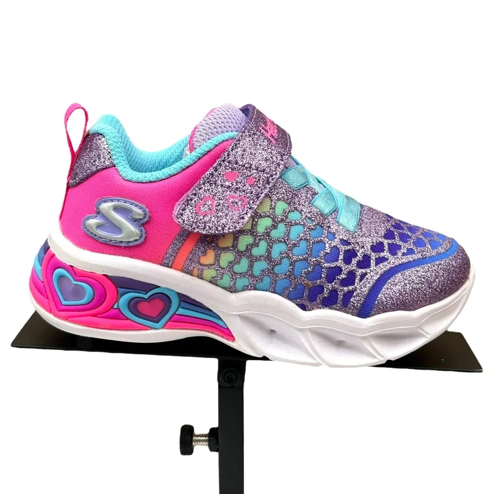 Skechers Baby Girls Slip-on Light-up Sneaker Size 6 Pink-Purple-Mult Lightweight